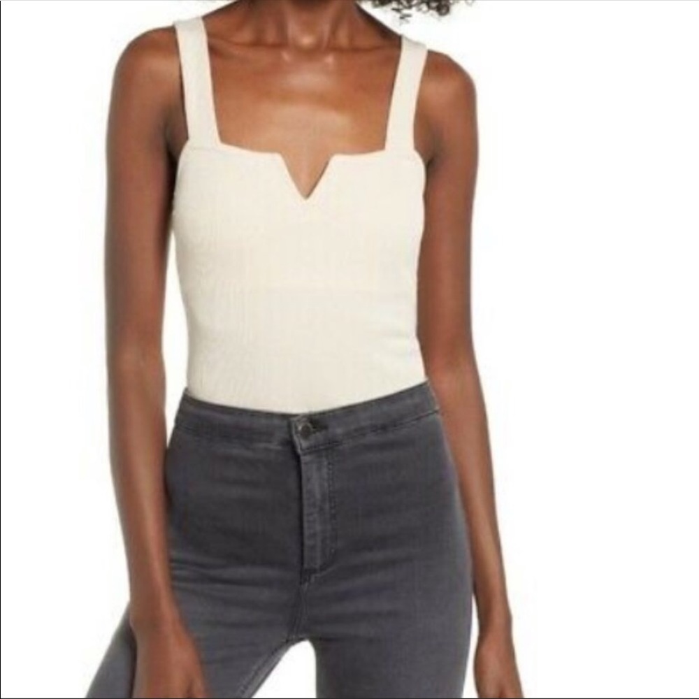 Leith Square Neck tan Bodysuit